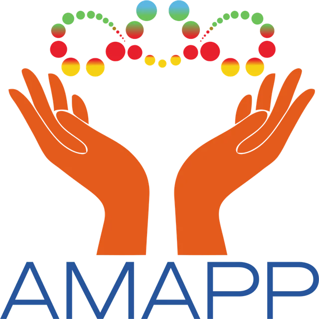 The AMAPP icon above the word AMAPP in blue, without the organisation name
